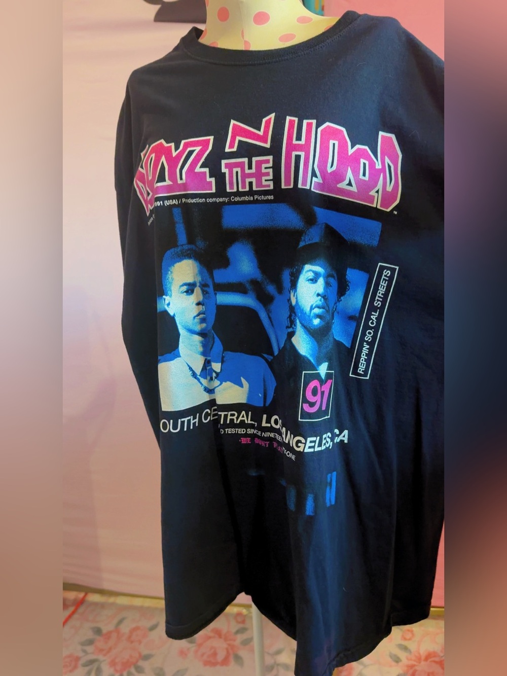 Boyz N The Hood Graphic T-Shirt Black Pink Blue 2X Hybrid Apparel